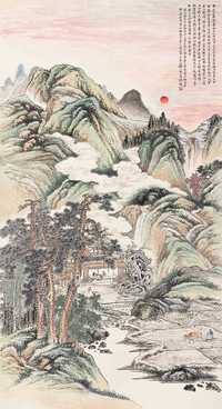 颜元 甲子（1924年）作 中天丽日图 镜心